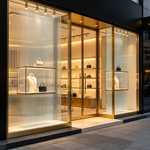 Clear Reeded Glass Retail Storefront Clear Reeded Glass Retail Storefront