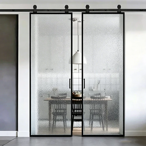 Patterned Tempered Glass Kicten Double Sliding Door Patterned Tempered Glass Kicten Double Sliding Door