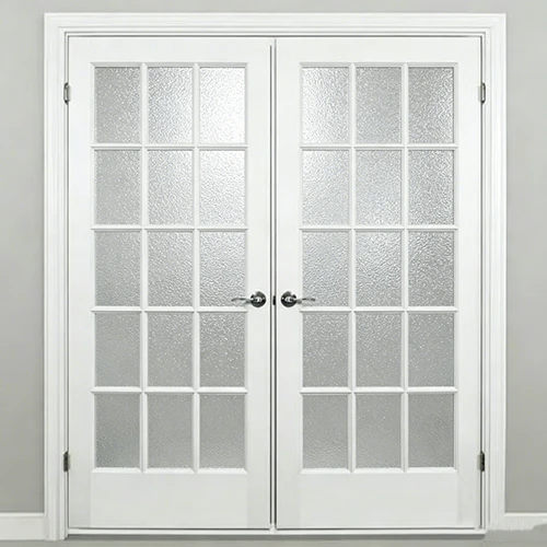 Patterned Tempered Glass Double White Door Patterned Tempered Glass Double White Door