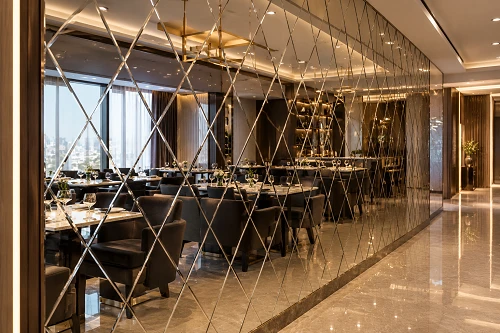 orange color mirror glass in Restaurant orange color mirror glass in Restaurant