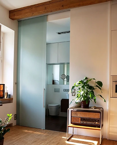 Satin Acid Etched Glass Sliding Door Satin Acid Etched Glass Sliding Door