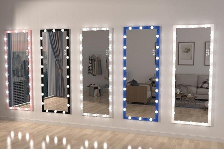 Matching full-length mirrors with lighting