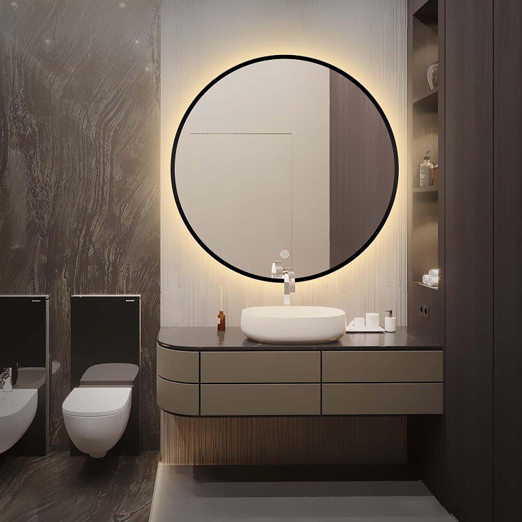 Back lit mirror round-Application Back lit mirror round-Application